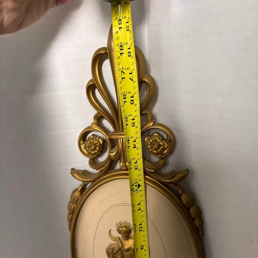 Vintage Dart Industries Gold Greek Goddess Wall Plaques# 7246, 20 inches MCM